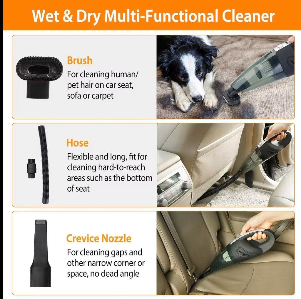 Portable Cordless Car Vacuum Cleaner (4800PA) – Rechargeable Wet & Dry Handheld Vacuum