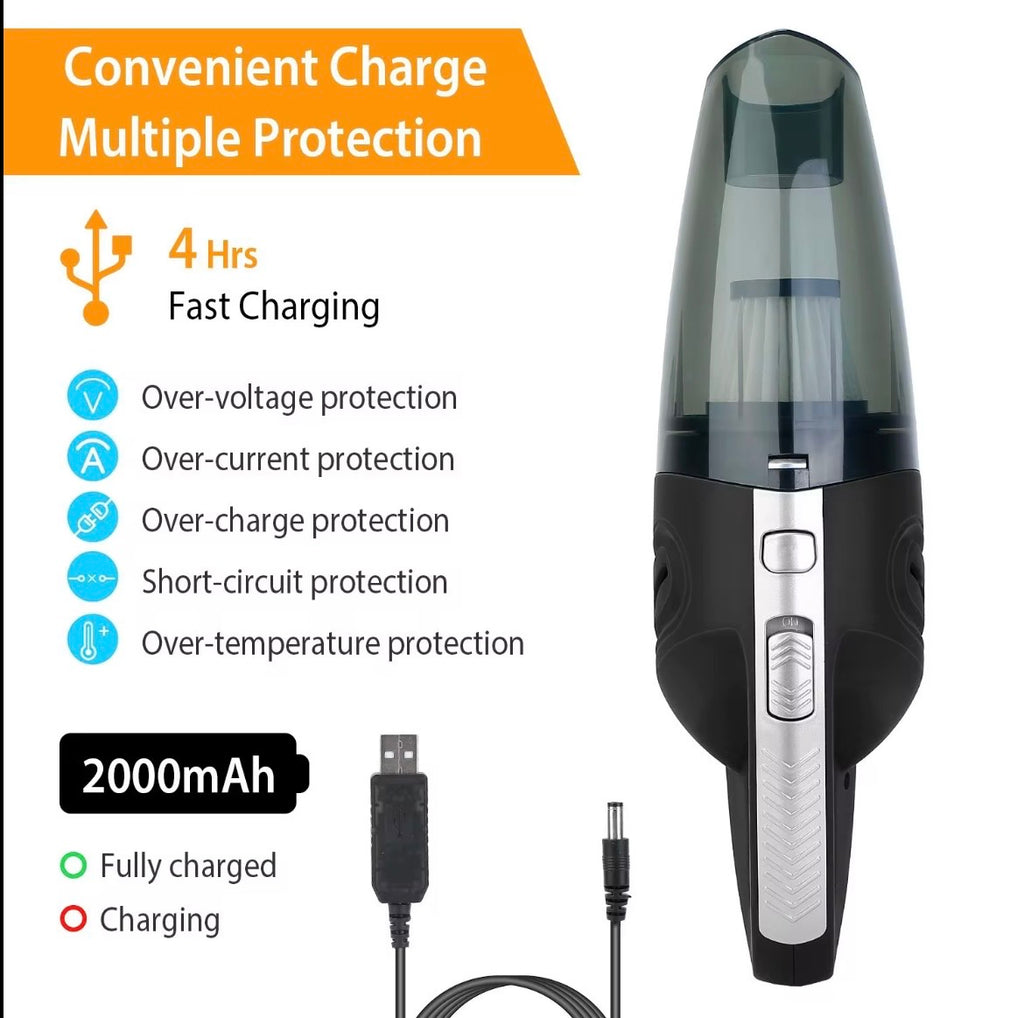 Portable Cordless Car Vacuum Cleaner (4800PA) – Rechargeable Wet & Dry Handheld Vacuum