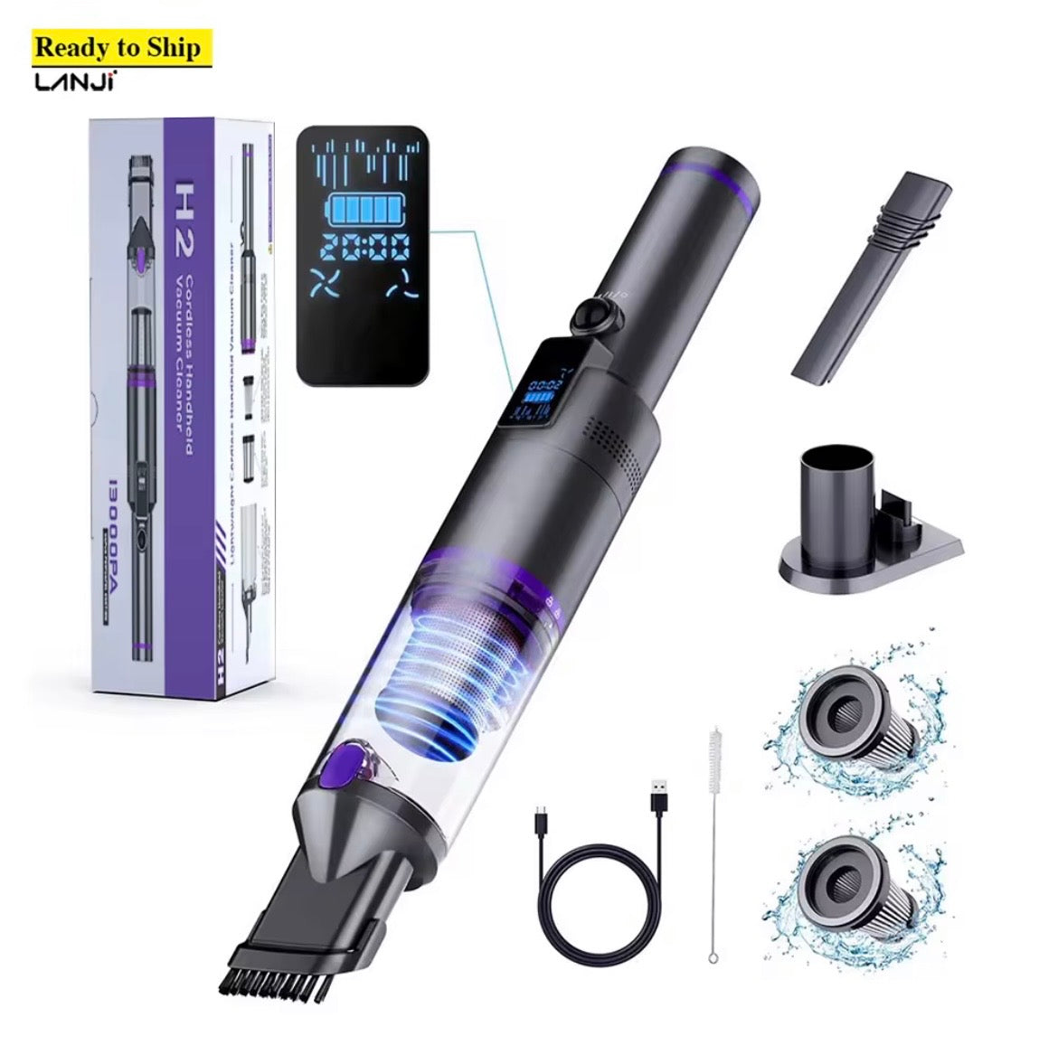 Mini Cordless Car Vacuum Cleaner (18000Pa) – High-Suction Wireless Handheld Vacuum with Digital Display