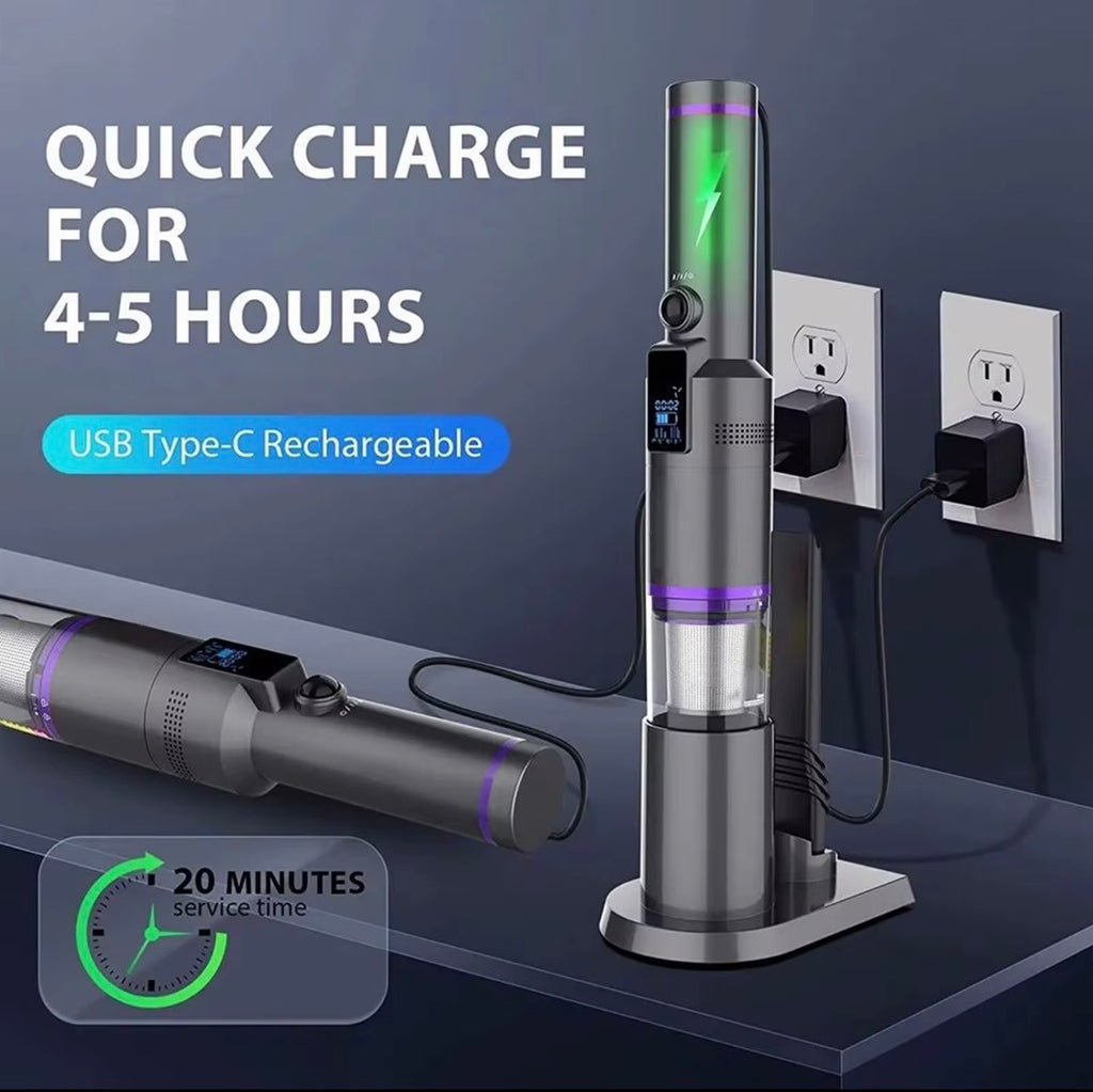 Mini Cordless Car Vacuum Cleaner (18000Pa) – High-Suction Wireless Handheld Vacuum with Digital Display