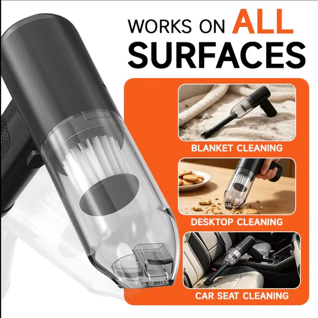 High-Power Cordless Car Vacuum Cleaner (5000Pa) – Portable Handheld Wireless Vacuum with 4000mAh Battery
