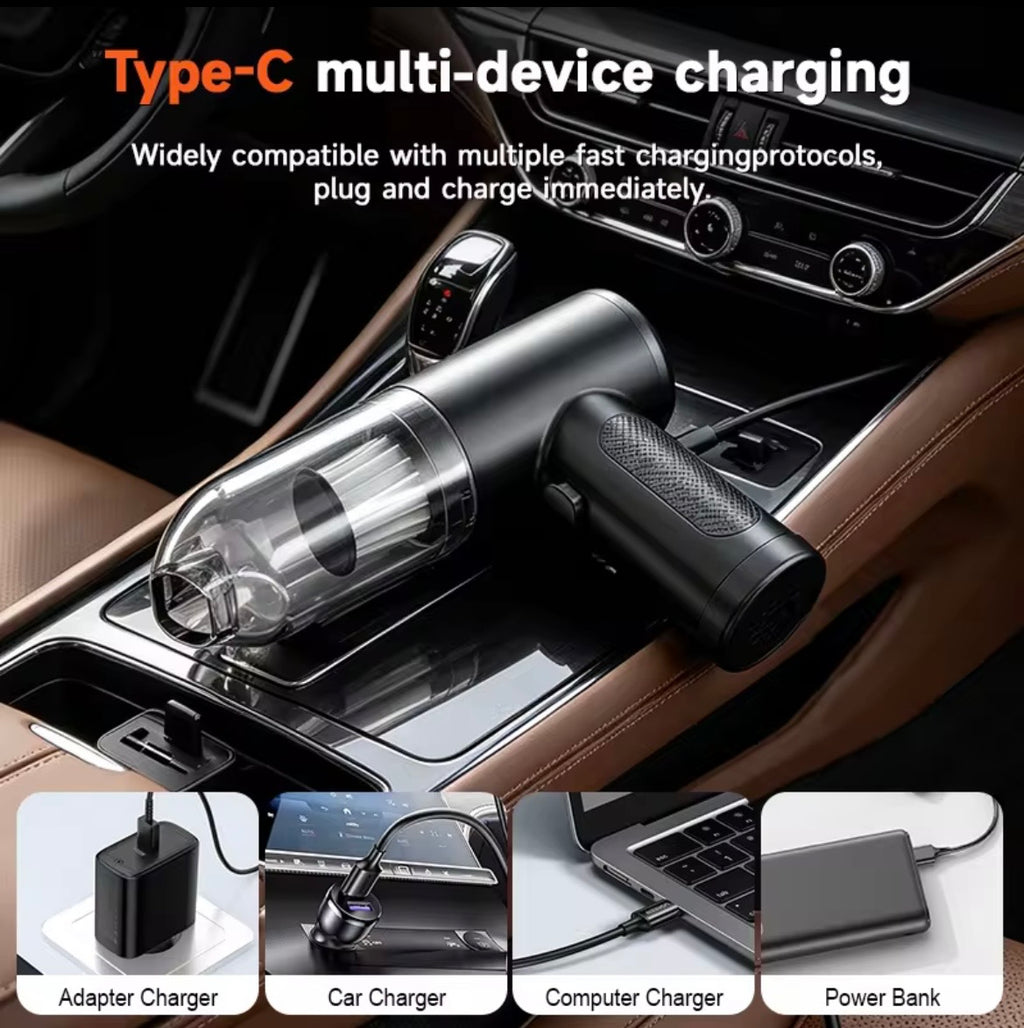 High-Power Cordless Car Vacuum Cleaner (5000Pa) – Portable Handheld Wireless Vacuum with 4000mAh Battery